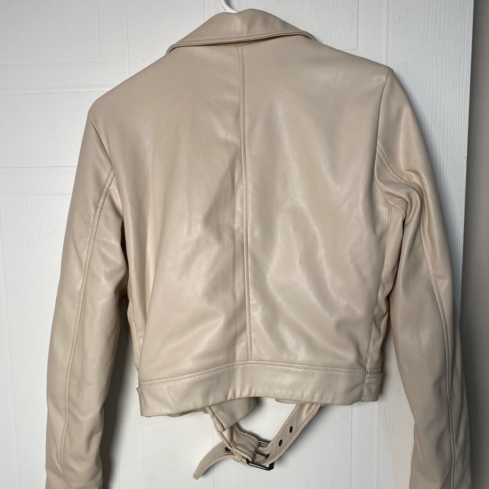 Primark Beige creme Faux Leather Jacket size 6 - Picture 5 of 6